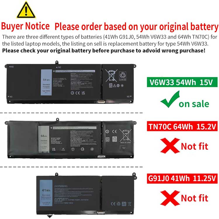 DELL V6W33 Batterie